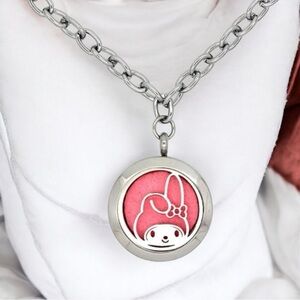 Sanrio My Melody Titanium Steel Hollow Aromatherapy Diffuser Pendant Neckla…